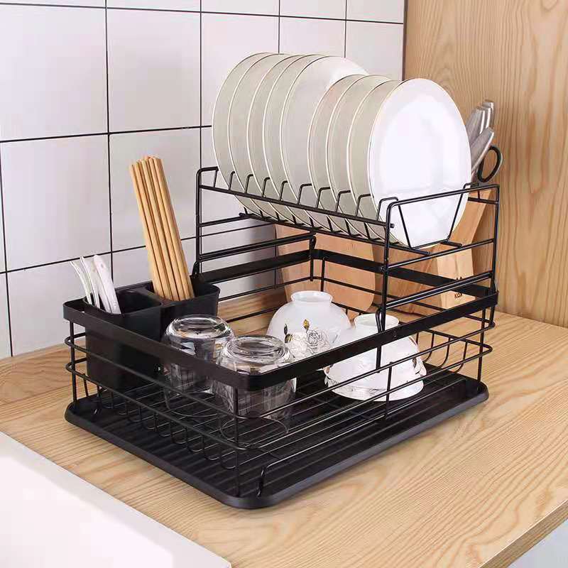 SW_Japanese Style Minimalist Double Layer Dish Rack Dish Drainer