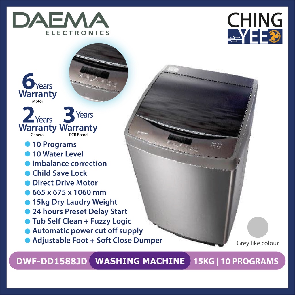 DAEMA Washing Machine DWFDD1588JD 15KG with 10 Programs 10 Water Level