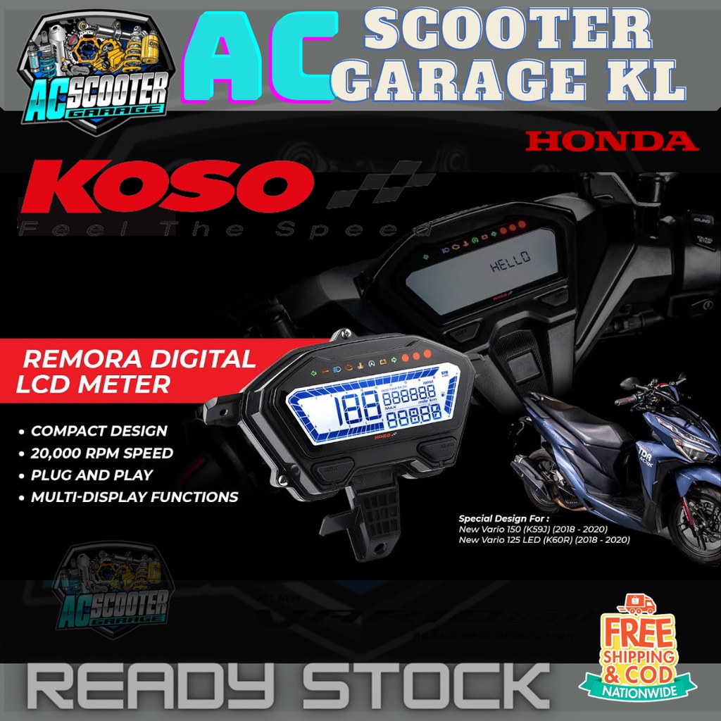 Honda VARIO 150 Koso LED SpeedoMeter Racing Genuine Plug & Play