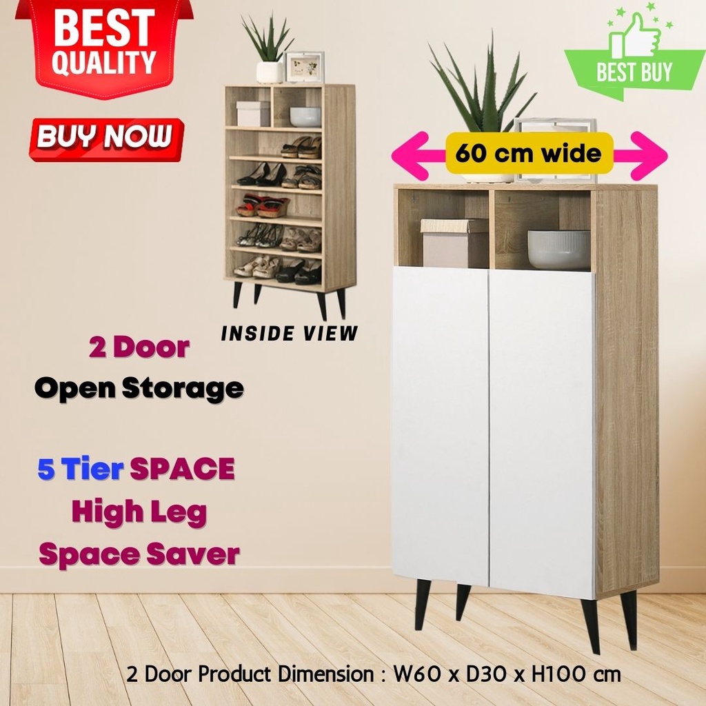 ROAM Shoe 2 Door Rak Kasut Almari 5 Tier Rack Shoes