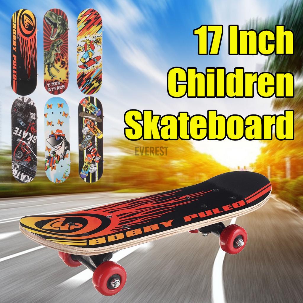 17 Inch Complete Mini Wooden Beginner Skateboard Toddlers Children