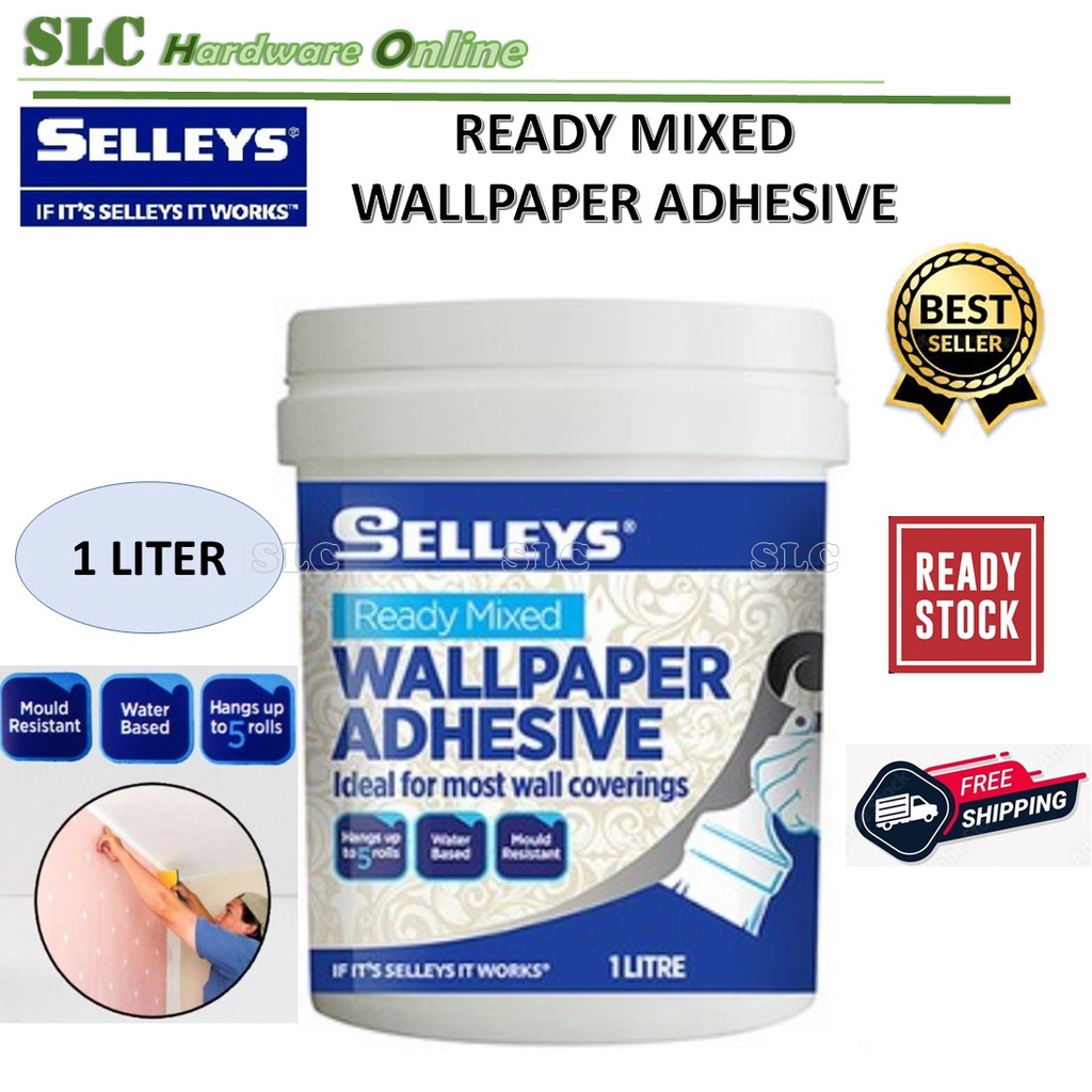 [1 Liter} SELLEYS Ready Mixed Wallpaper Adhesive Glue / Wallpaper Gam