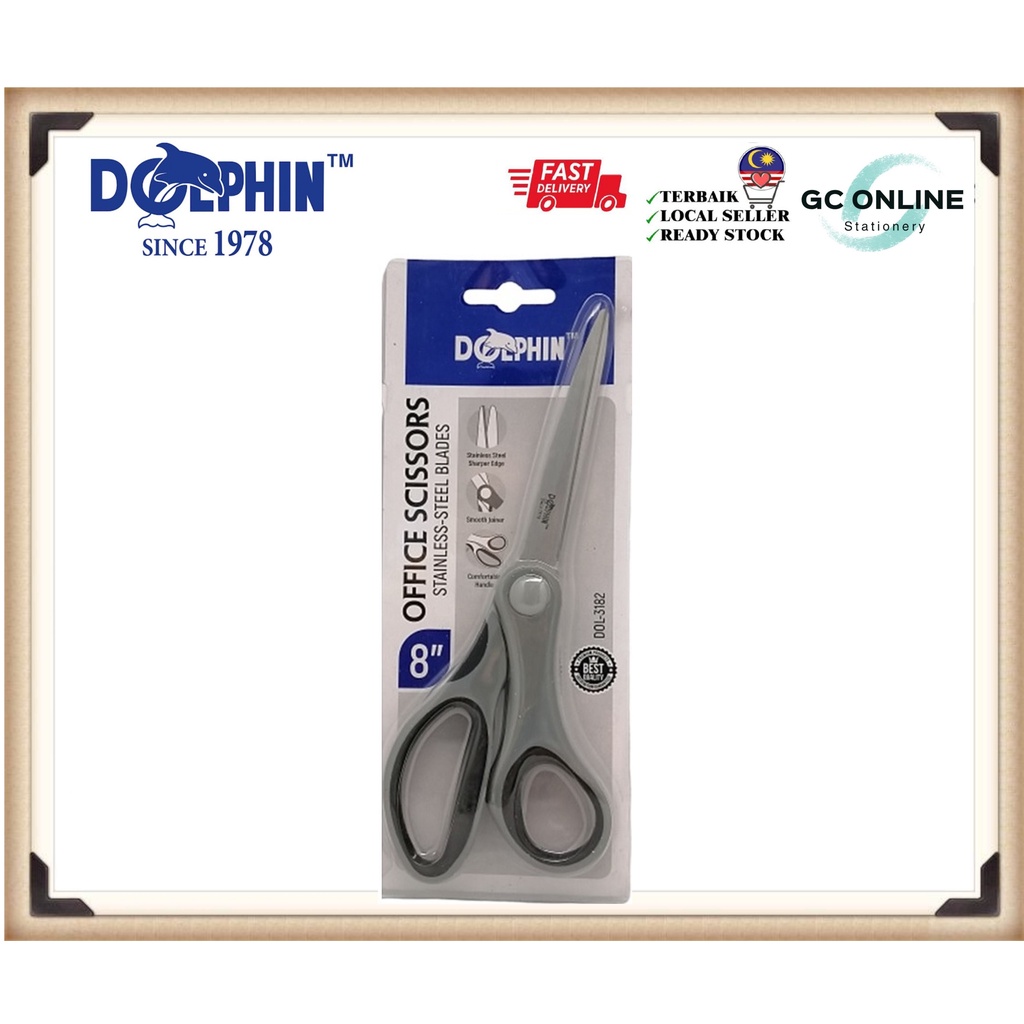 Dolphin DOL3182 8" Stainless Steel Scissors Office and School