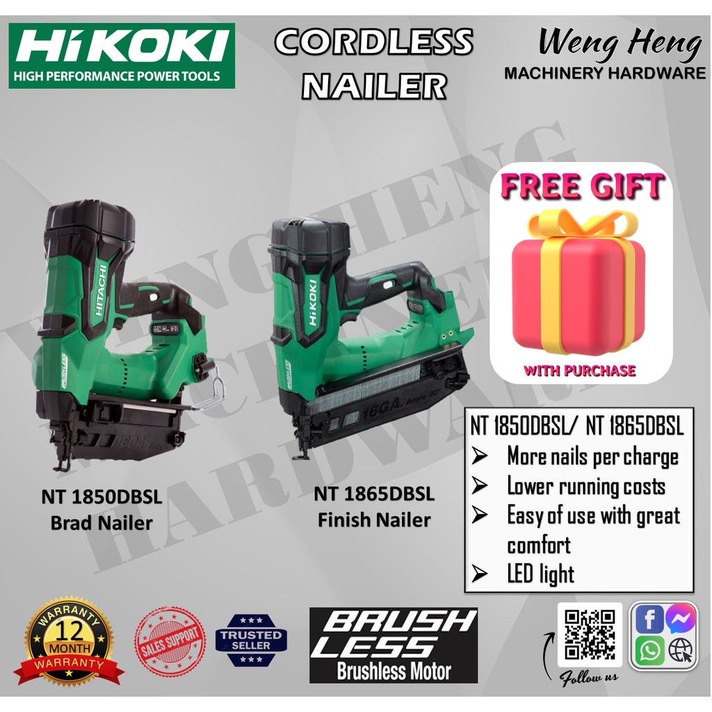 Hitachi/ Hikoki (18V series) Brushless Cordless Brad Nailer/ Finish