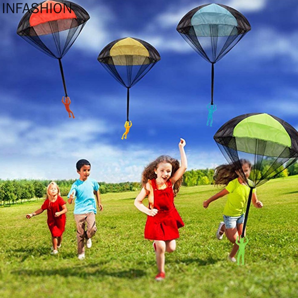 Kids Parachute Toy Outdoor Hand Throwing Parachute Educational Landing