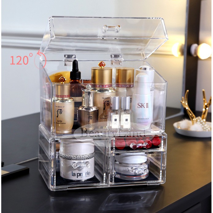 Ready Stock Extra Large 3 Drawers with Lid Acrylic Cosmetic Makeup
