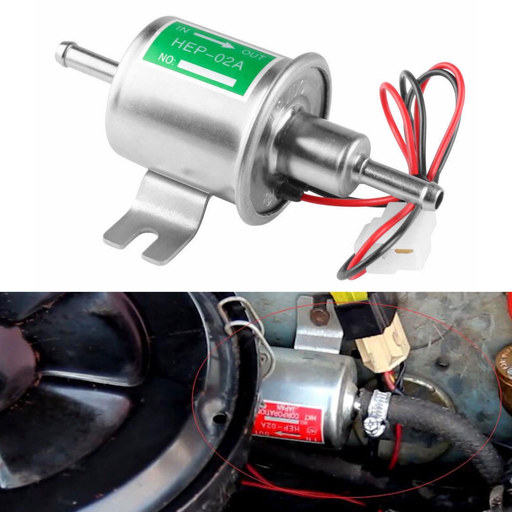 1Set 12V Electric Fuel Pump Gas Inline Universal Low Pressure HEP02A
