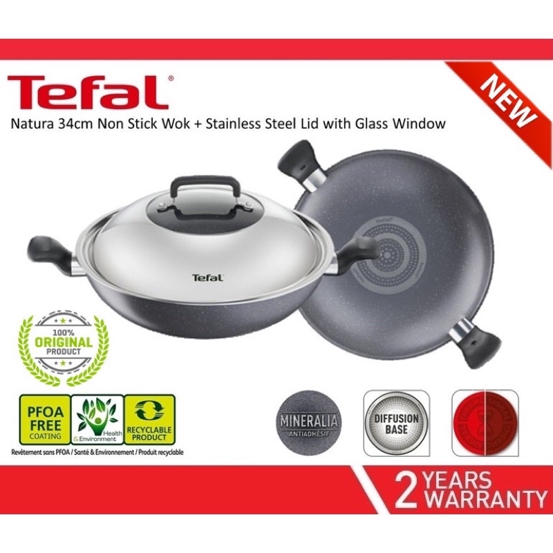 2.2 BEST DEAL !! TEFAL NATURA NON STICK WOK W/SS LID 34CM Shopee Malaysia