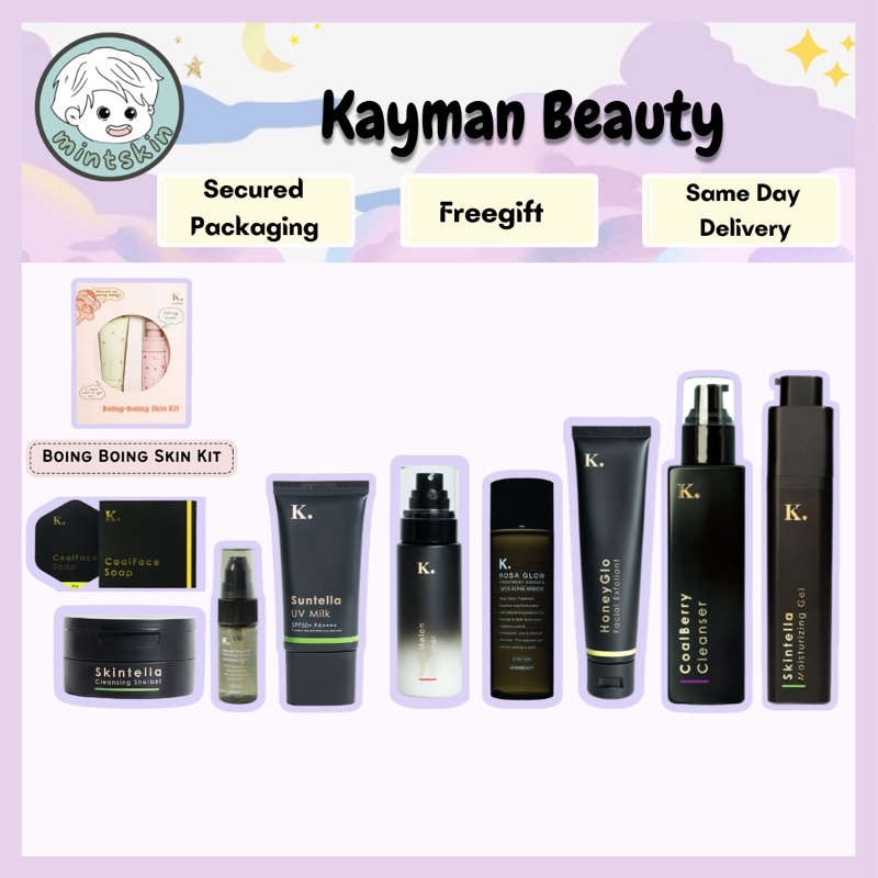Kayman CoalFace Soap Cleanser Essense Toner Suntella Serum Moisturizer