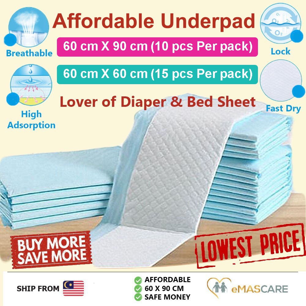 Disposable Underpad 60X90 / 60X60 CM Incontinence Pads, Super Absorbent