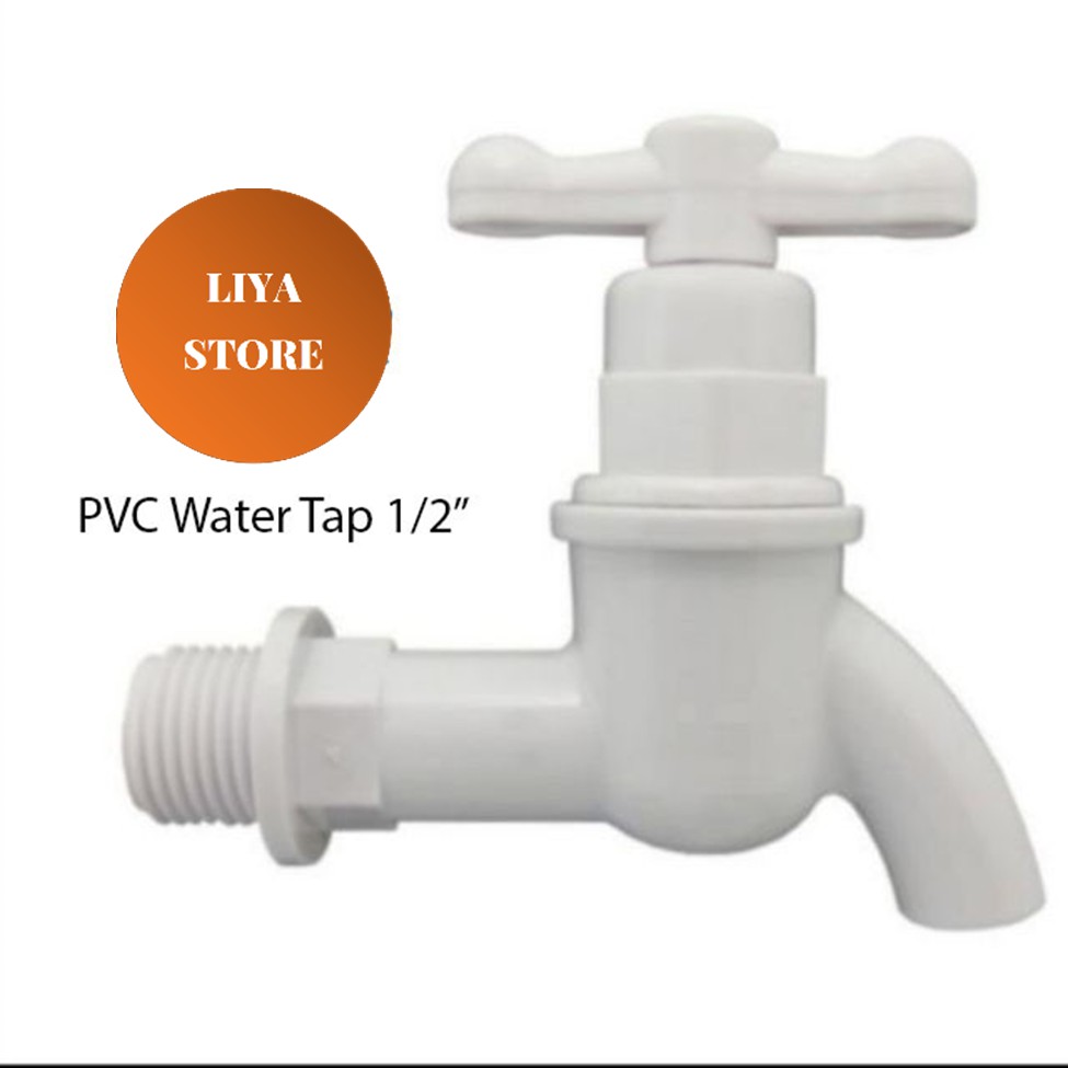 [ 1 PCS ] 1/2" 15mm 1/2 inch PVC water tap Bib Tap plastic pvc tap