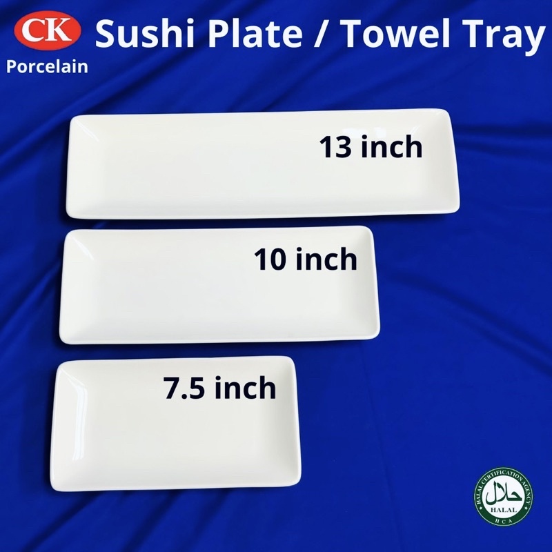 CK Porcelain, Rectangular Sushi Plate / Porcelain Towel Tray / Ceramic
