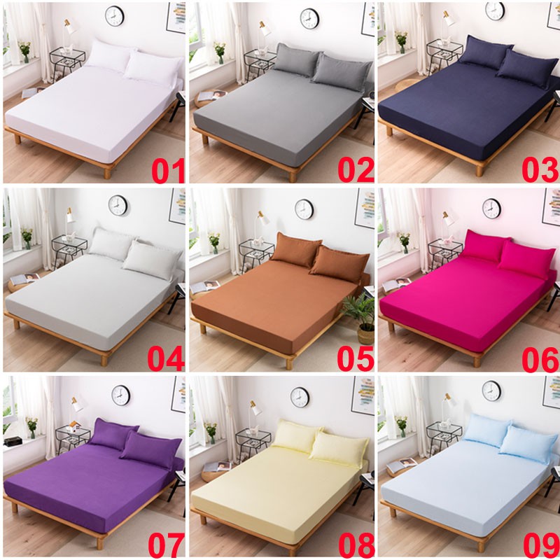 Cadar Bedsheet Plain Single / Queen/ King Size Bed Sheet Fitted Super