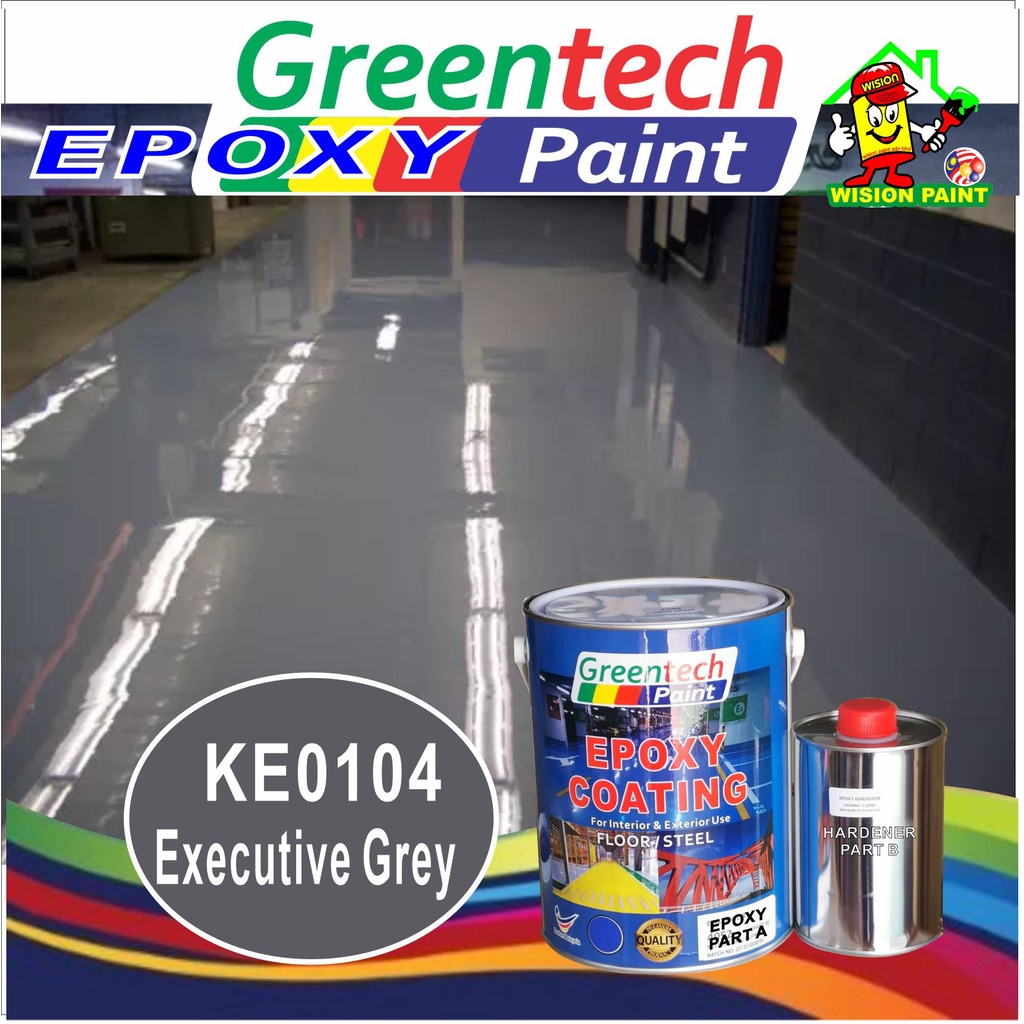 KE0104 EXECUTIVE GREY ( 5L ) Epoxy paint ( GREENTECH PAINT ) Cat Lantai