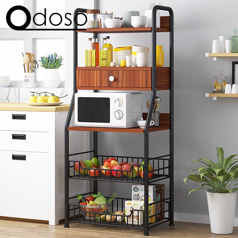 ODOSO Multilayer Kitchen Rack Kitchen Shelf with Drawer Kitchen