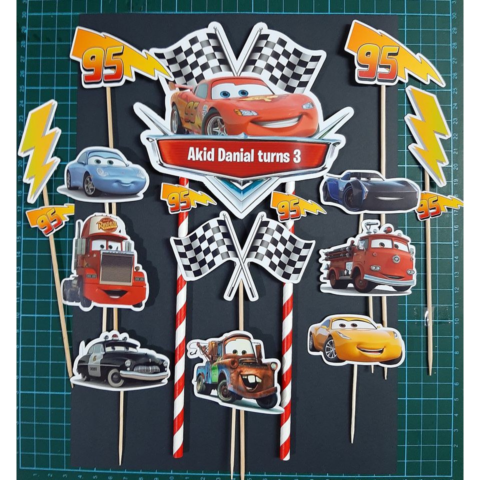 CARS Lightning Mcqueen Custom Cake Topper Happy Birthday Laminated Material Malaysia Shopee