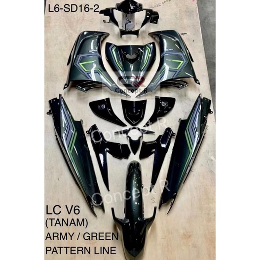 Velozi Cover Set Hijau Lumut 2022 LC135 V4/V5/V6/V7 Vietnam Design Army