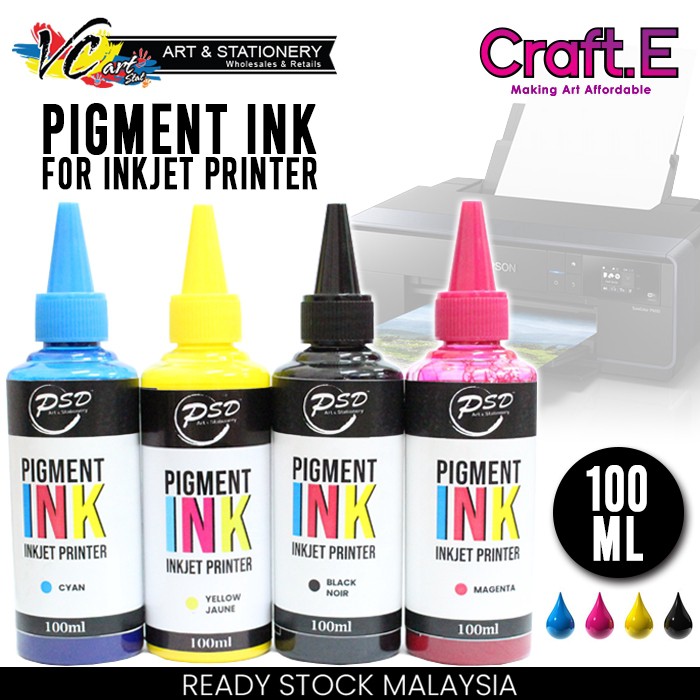 **Waterproof** Craft.E Pigment Ink/Refill Ink 100 ml C/M/Y/K (for Epson