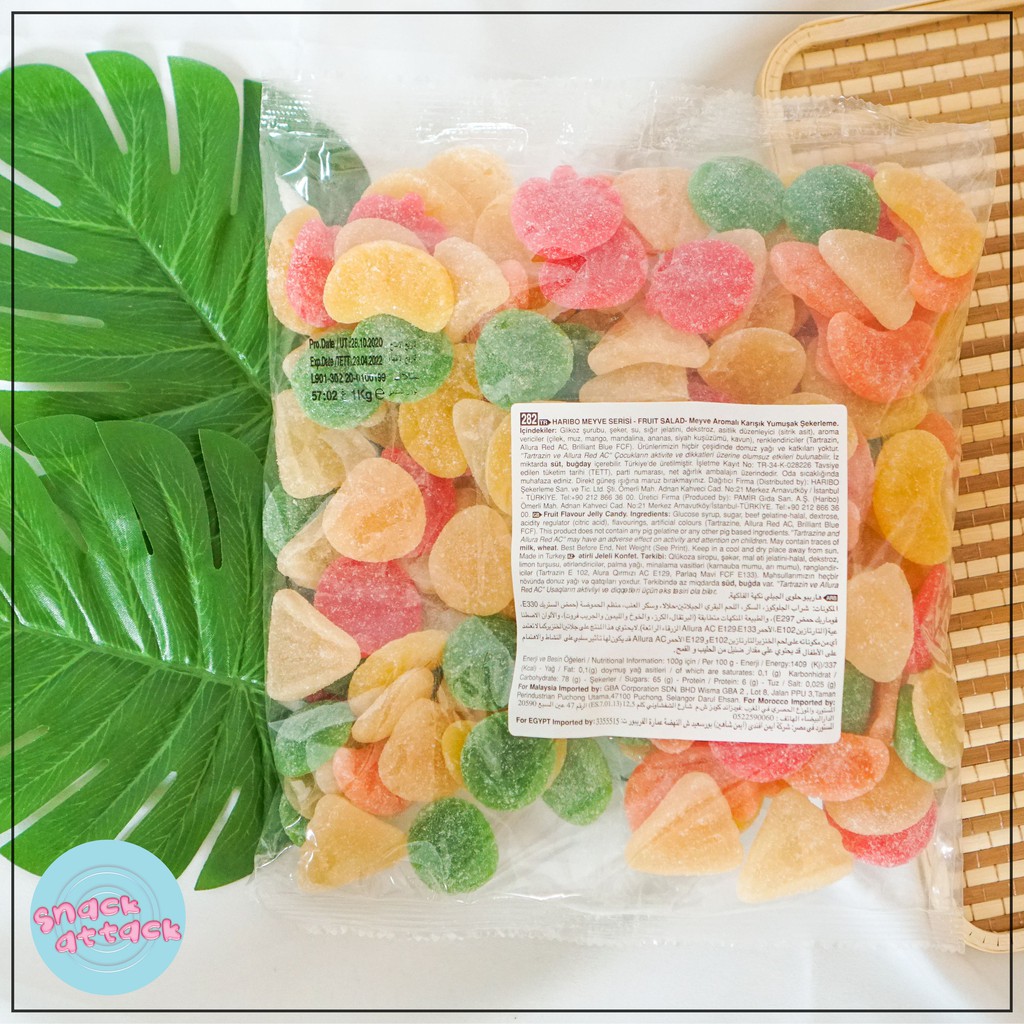Haribo Fruit Salad Gummy Candy [HALAL] 1kg [READYSTOCK] Gula Jelly