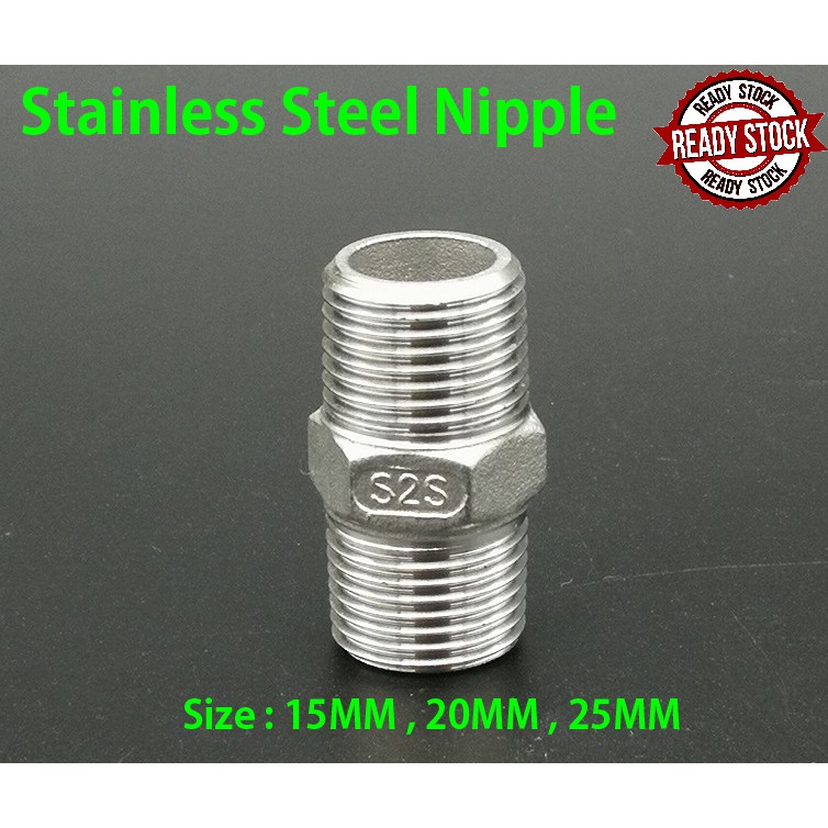 STAINLESS STEEL SUS 304 PIPE FITTING NIPPLE 1/2 INCH 3/4 INCH 1