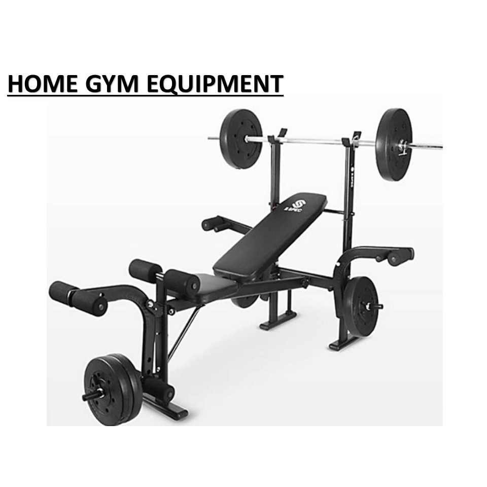 READY STOCK!!! HOME GYM FITNESS WORKOUT BENCH COMPLETE SET Shopee