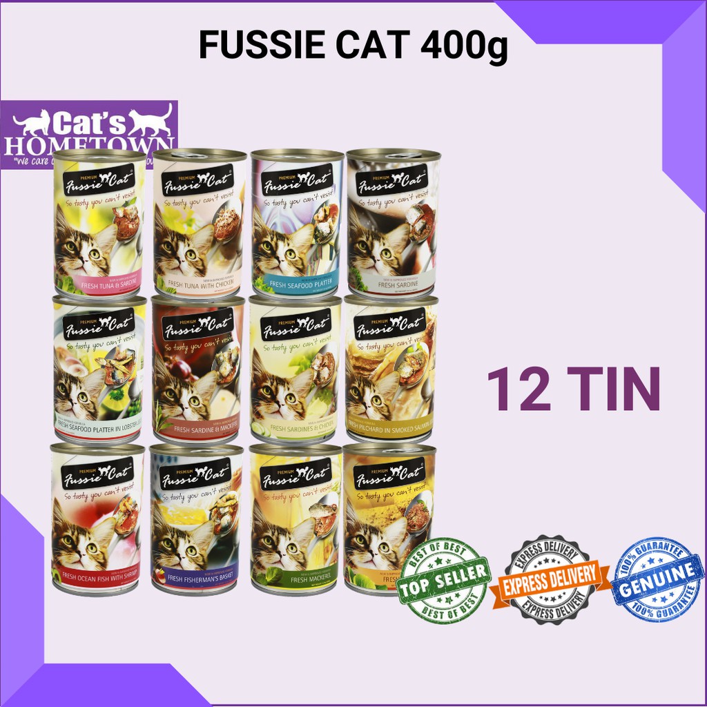 1 Dozen Fussie Cat 12 x 400g Canned Food Makanan Kucing Wet Food