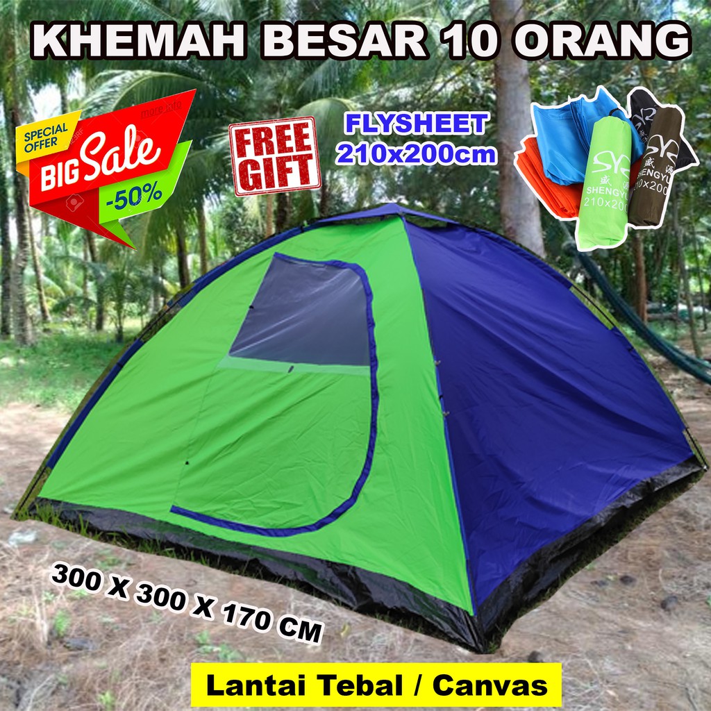 Khemah Camping10pax / Big Camping Tent Family Tent With Free Flysheet