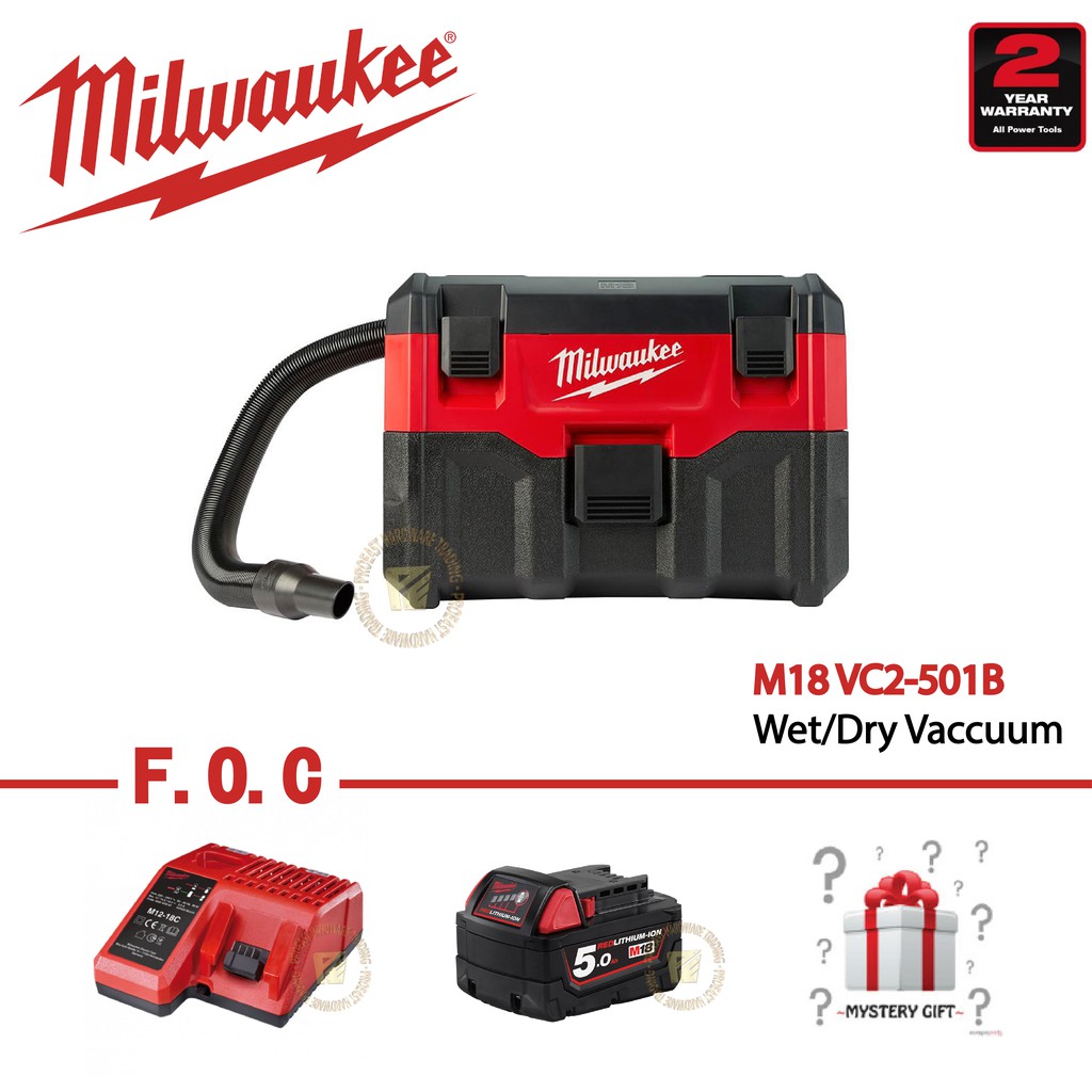 Milwaukee M18 WET / DRY Portable and Powerful Vacuum Cleaner M18VC2