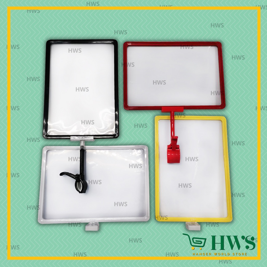 HWS A4 PLASTIC DISPLAY STAND / A4 PLASTIC PAPER HOLDER WITH CLIP OR