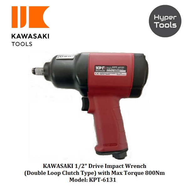 KAWASAKI 1/2" Drive Impact Wrench (Double Loop Clutch Type) with Max Torque 800Nm Model KPT