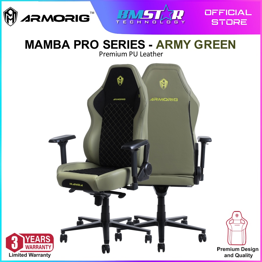 ARMORIG MAMBA PRO SERIES ARMY GREEN PREMIUM PU LEATHER GAMING CHAIR