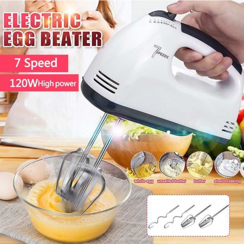 7Speed Egg Beater Hand Mixer Stainless Steel Chrome Dough Flour Baking