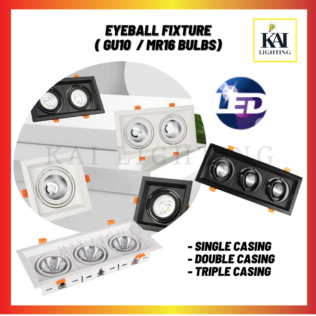 LED EYEBALL FITTING CASING BLACK/WHITE ALUMINIUM SPOTLIGHT CASING