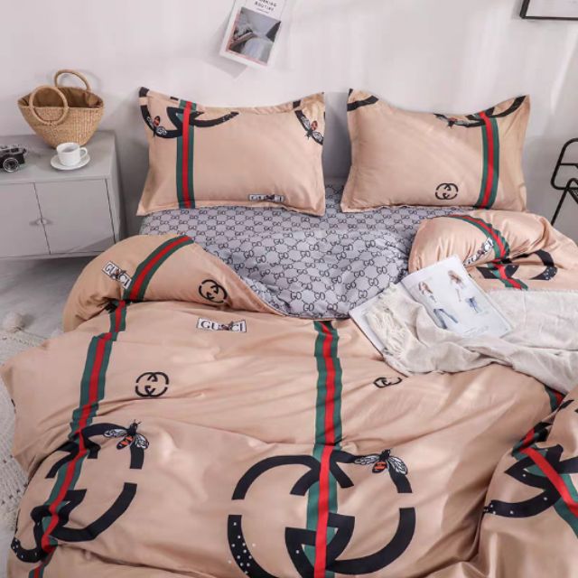 Gucci inspired Bedsheet set cadar single queen king 4in1 with duvet/quilt cover Shopee Malaysia