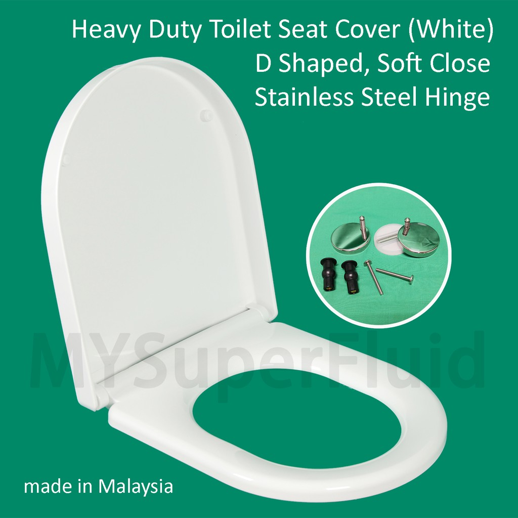 Heavy Duty Soft Close Toilet Seat Cover D Shape (SS304 Hinge TM Screw