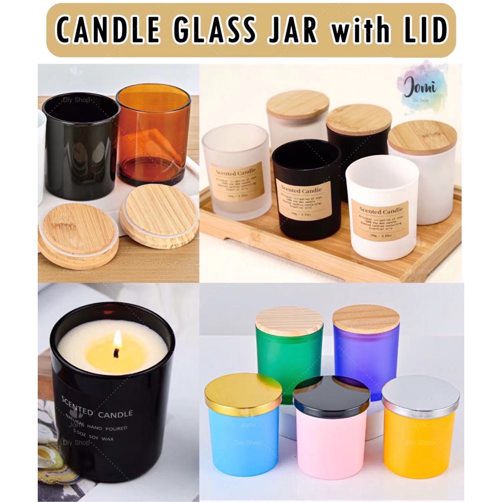 EMPTY Colourful Luxury Candle Glass Jar With Lid Bekas Lilin Kaca