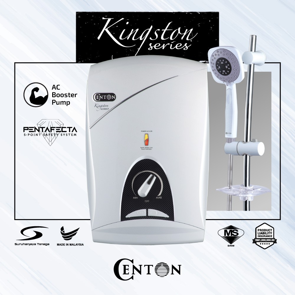 CENTON Instant Shower Water Heater Kingston Series (with Booster Pump