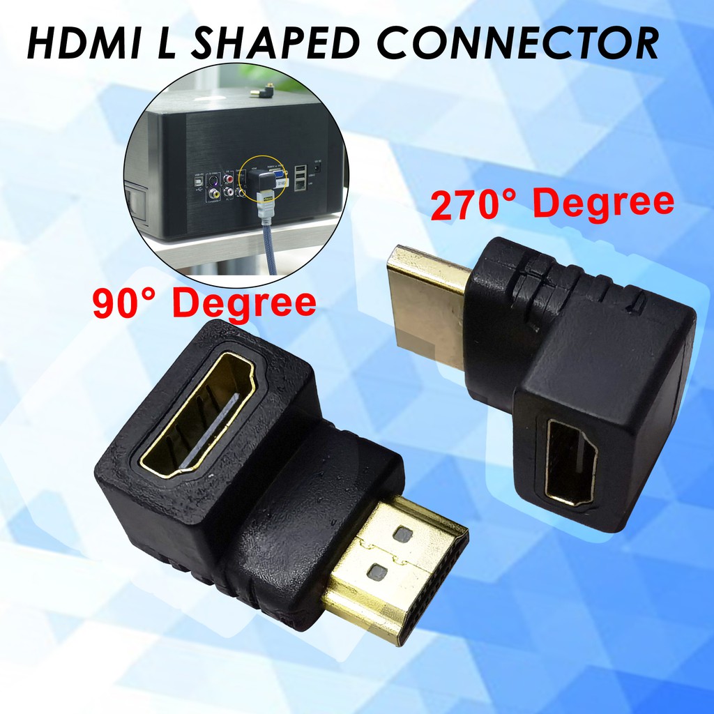 HDMI L shaped Connector Cable 270 degree/ 90 degree Male to Female