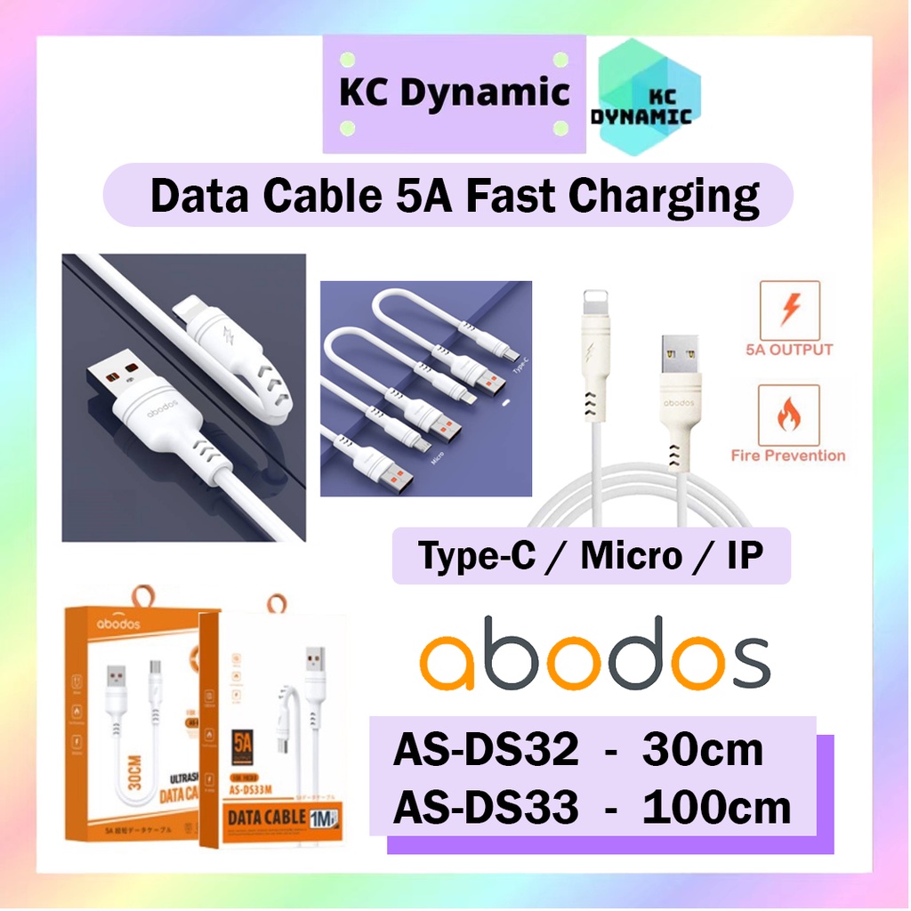 Abodos ASDS32/ASDS33 Data Cable 5A Fast Charging 30 CM/100CM Length