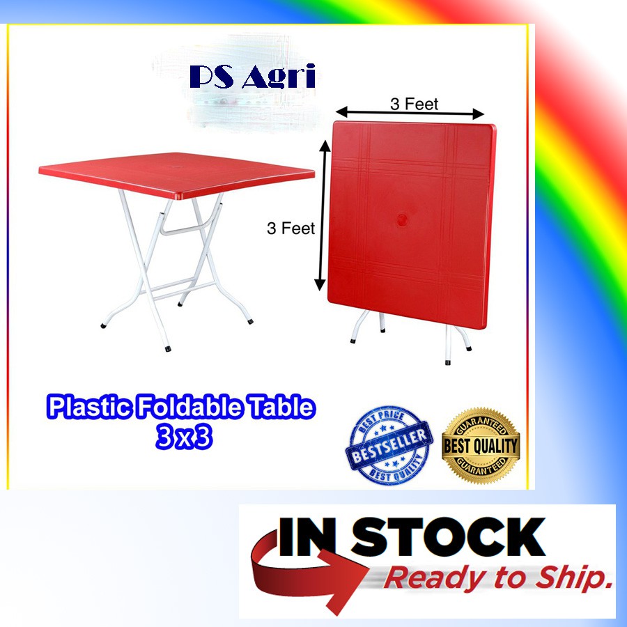 Square Plastic Table/ Foldable Plastic Dining Table/ 3’ x 3’ Folding