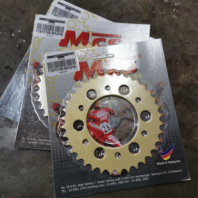 Mcs sprocket 415 gold Y15/fz150 Shopee Malaysia