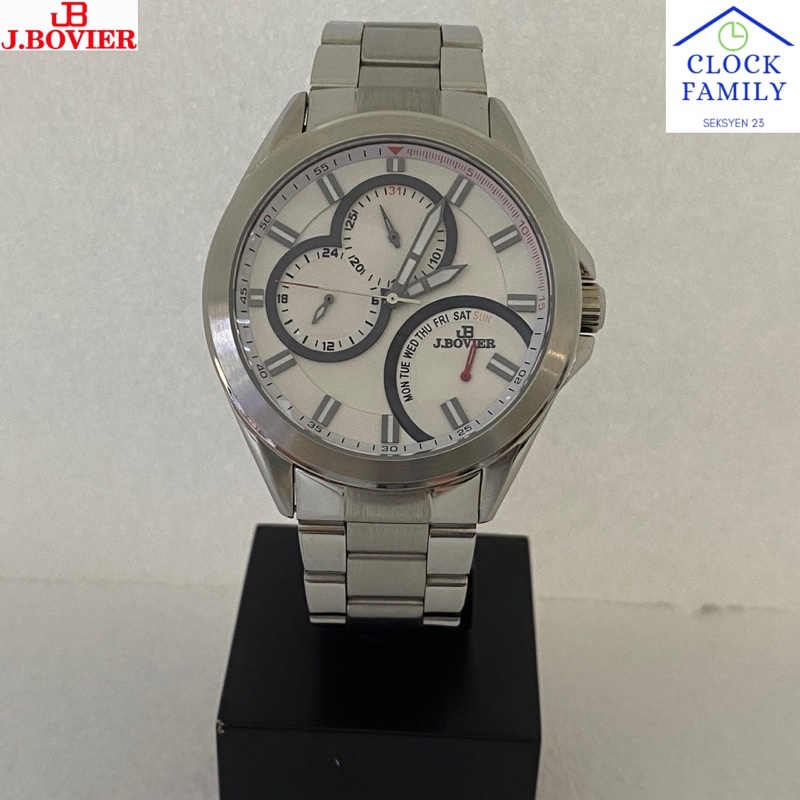 J.Bovier B081D404JR00BSS_SI White Dial Stainless Steel Band Man Watch