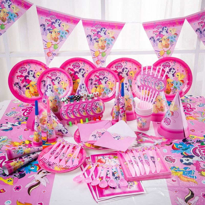 142pcs Kids My Little Pony Birthday Party Supplies Favor Tableware Decoration Shopee Malaysia