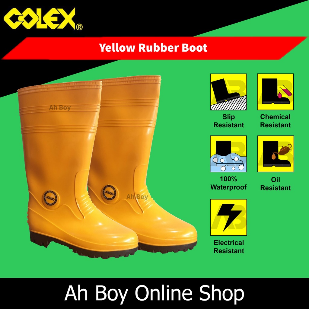 Colex Yellow Rubber Boot (PVC Kasut Getah Kuning Boot) / KORAKOH 7000