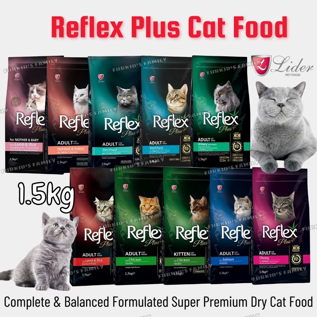 Reflex Plus Cat Dry Food For Kitten & Cats 1.5kg (Chicken, Lamb, Salmon