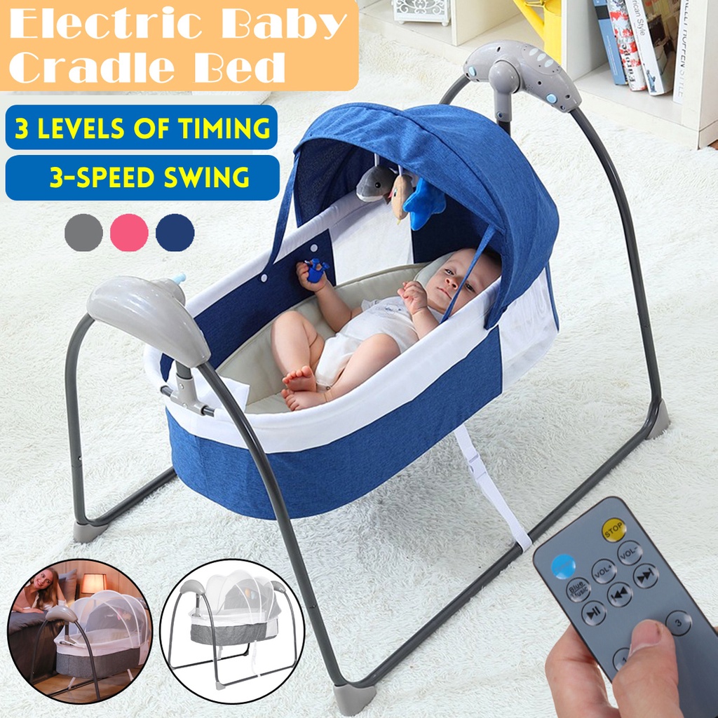 Autoswing Baby Cot Electricity Large Space with Mattress and Pillow