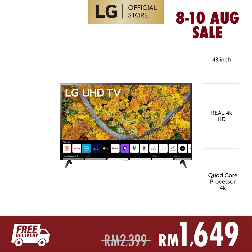 LG UP7550 4K Smart UHD TV with AI ThinQ 2021 (43") 43UP7550PTC Shopee