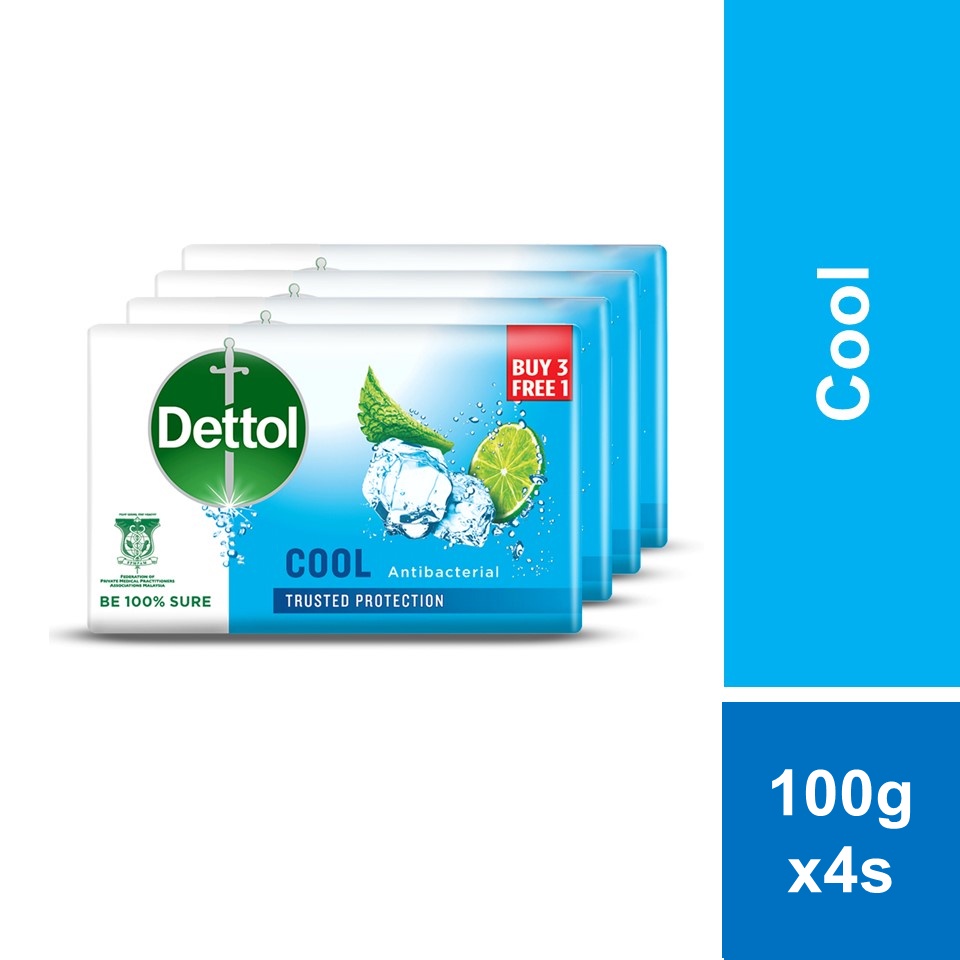 Dettol Body Soap Cool 100g x 3+1s Shopee Malaysia
