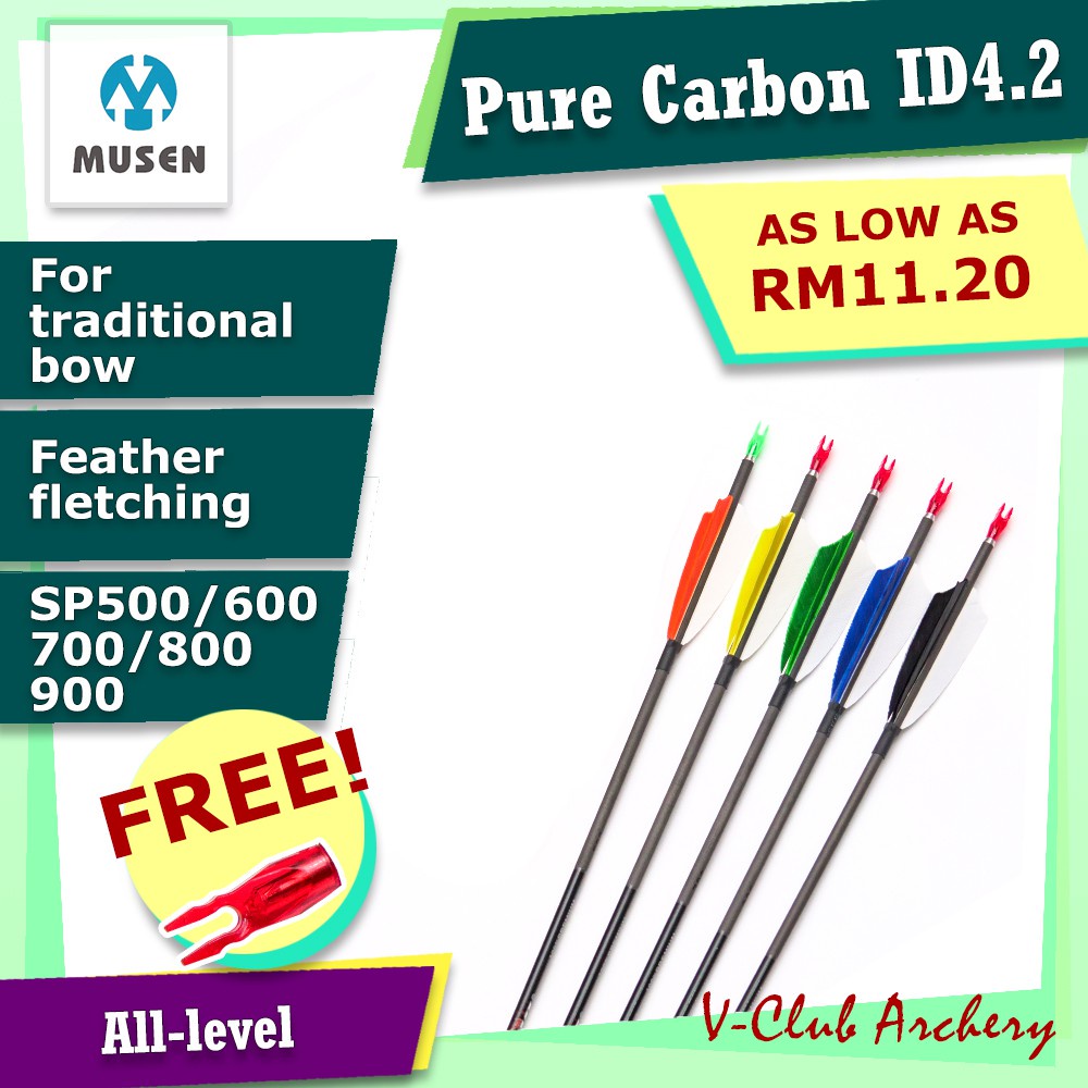 V Club Archery Musen Pure Carbon Turkey Feather ArrowID4.2mm