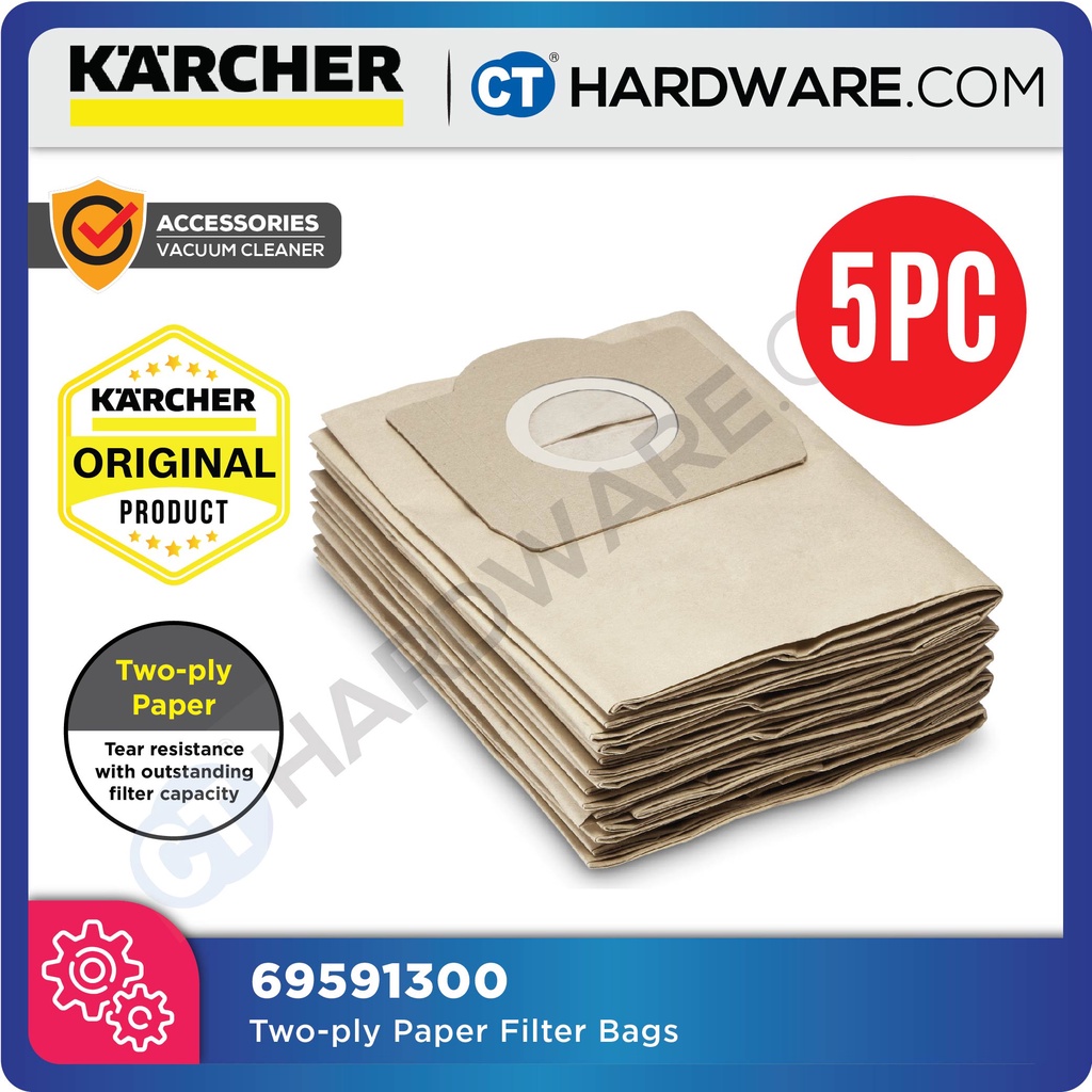 KARCHER 69591300 PAPER FILTER BAG FOR MV3/WD3/MV3PREMIUM/WD3PREMIUM